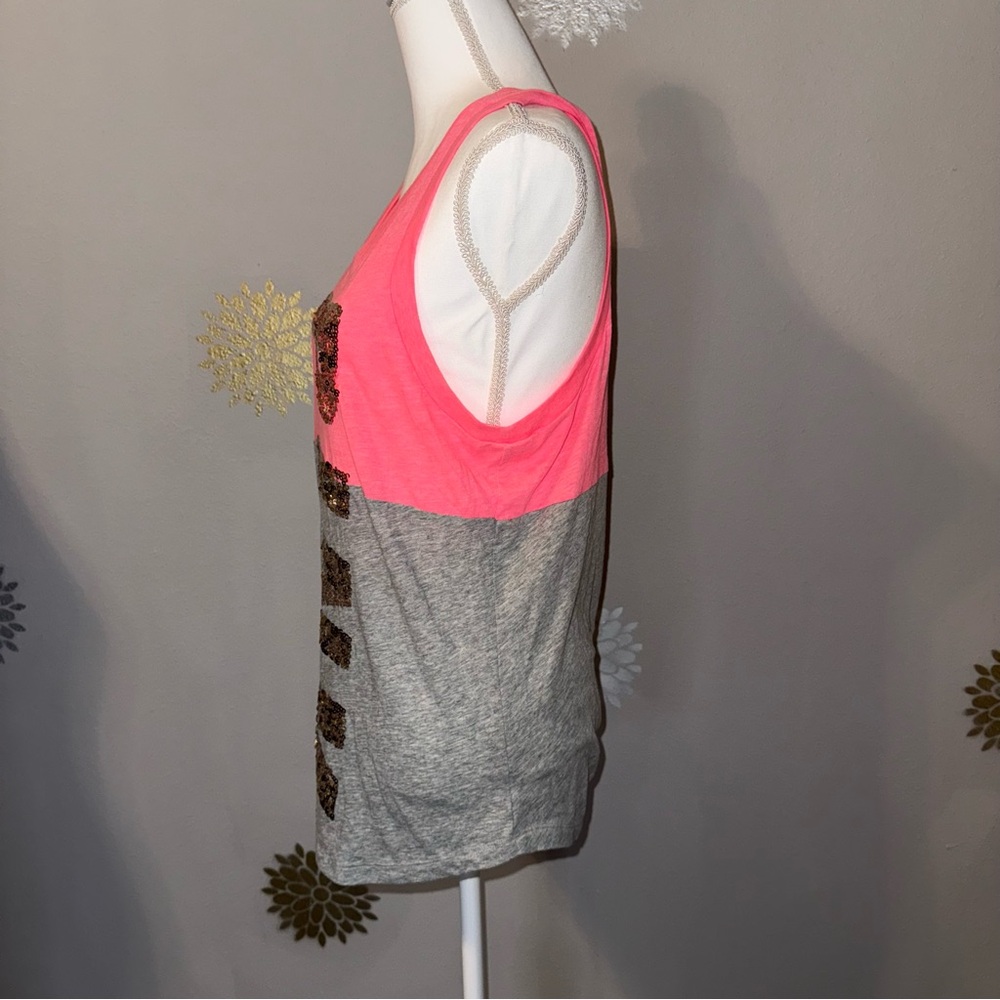 Victoria’s Secret “Pink” Hot Pink/Gray Gold Sequins Ladies Small Tank Top Bling‎ - Picture 3 of 10